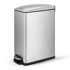 ToiletTree Products 16 Gallon Stainless Steel Dual Compartment Trash Bin, White