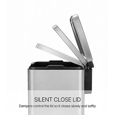 13 Gal./50 Liter Rectangular Stainless Steel Step-on Trash Can for Kitchen