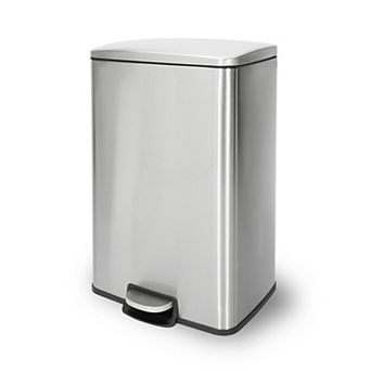 13 Gal./50 Liter Rectangular Stainless Steel Step-on Trash Can for Kitchen