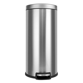 8 Gal./30 Liter Stainless Steel Round Step-on Trash Can for Kitchen