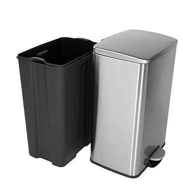 13 Gal./50 Liter Rectangular Stainless Steel Step-on Trash Can for Kitchen