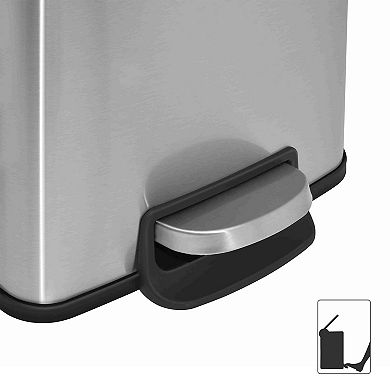 1.3 Gal./5 Liter Rectangular Stainless Steel Step-on Trash Can for Bathroom and Office