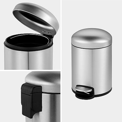1.32 Gal./5 Liter Stainless Steel Round Step-on Trash Can for Bathroom and Office