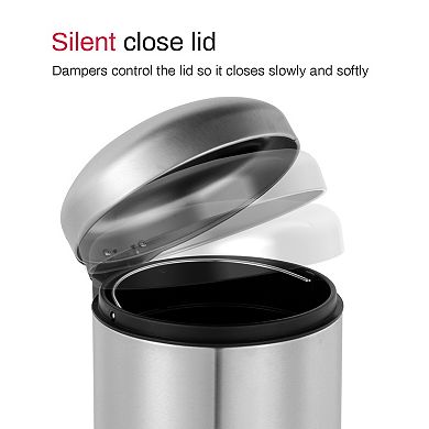 1.32 Gal./5 Liter Stainless Steel Round Step-on Trash Can for Bathroom and Office