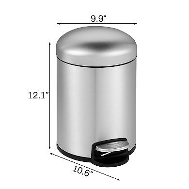 1.32 Gal./5 Liter Stainless Steel Round Step-on Trash Can for Bathroom and Office