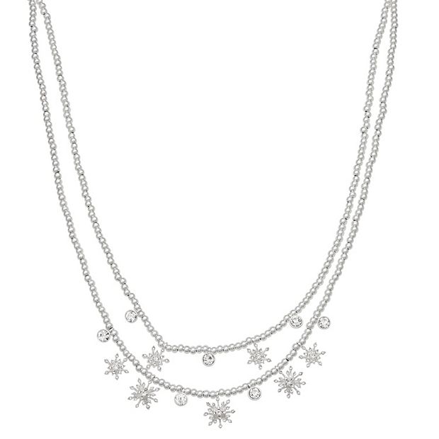 Napier Silver Tone Snowflake Necklace