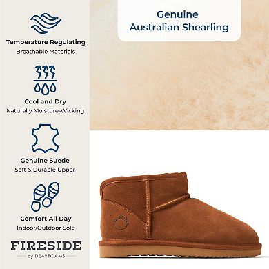 Fireside by Dearfoams Riverland Women's Shearling Micro Ankle Boot Slippers