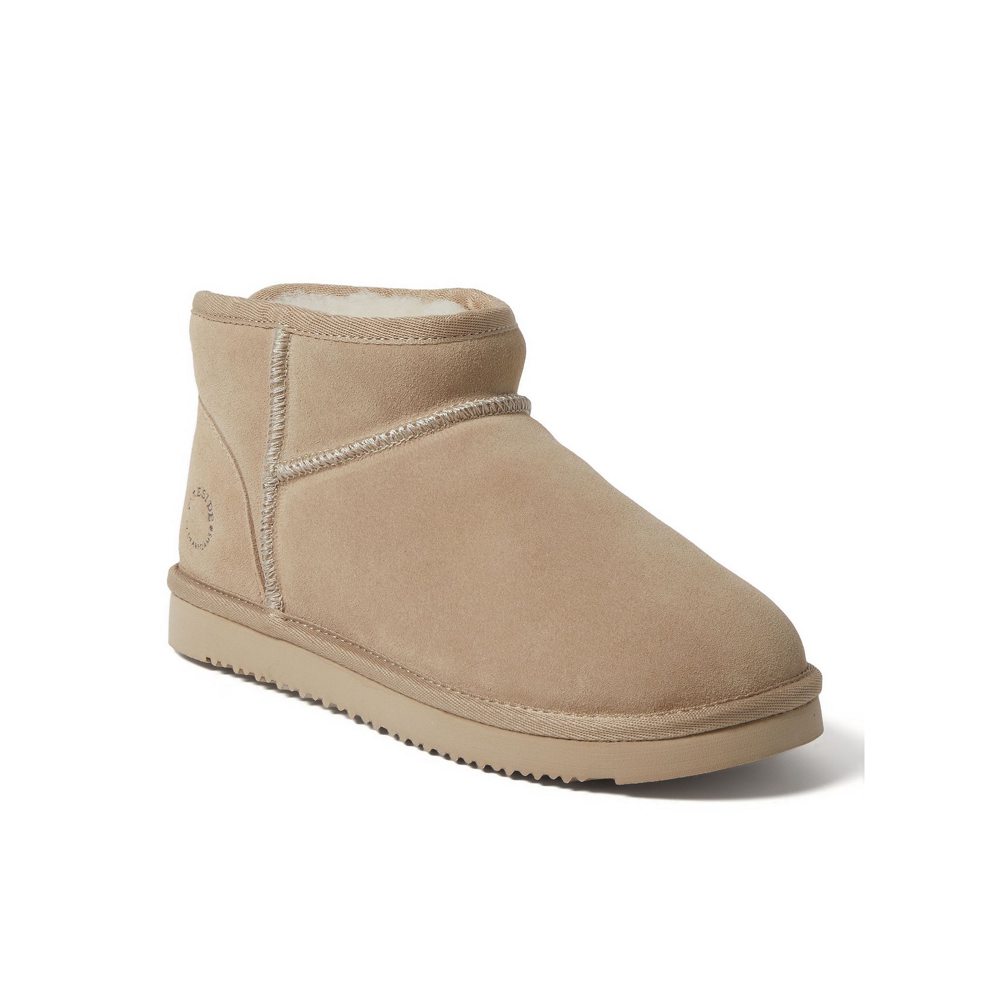 Fireside by Dearfoams Riverland Womens Shearling Micro Ankle Boot Slippers