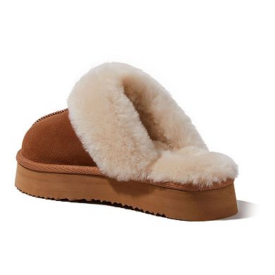 Dearfoams Fireside Melton Shearling Women's Platform Scuff Slippers