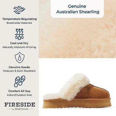 Dearfoams Fireside Melton Shearling Women's Platform Scuff Slippers