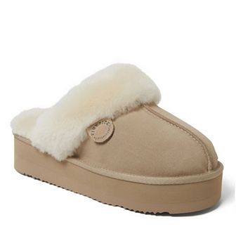 Fireside by Dearfoams Melton Shearling Women's Platform Scuff Slippers