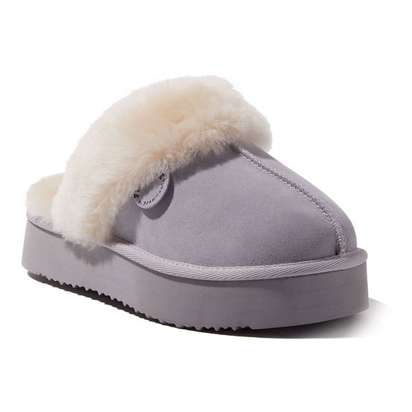 Dearfoams Fireside Melton Shearling Women's Platform Scuff Slippers