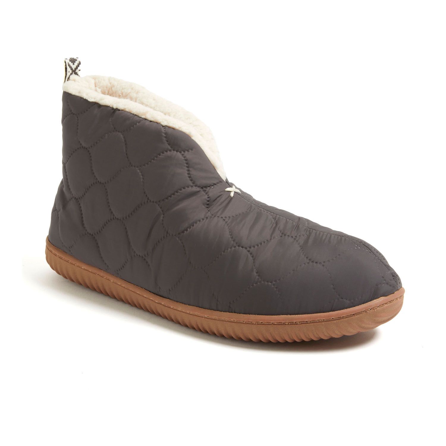 Dearfoams Men's Original Nylon Warm Up Bootie Slipper, Pavement Sherpa, Large price in Saudi