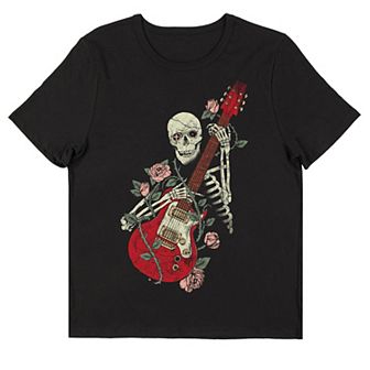 Juniors' Skeleton with Guitar Graphic Tee