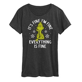 Women's Dr. Seuss Grinch It's Fine I'm Fine Graphic Tee
