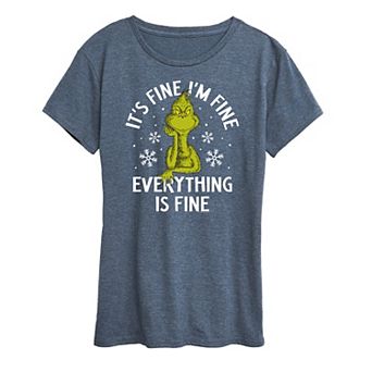 Women's Dr. Seuss Grinch It's Fine I'm Fine Graphic Tee