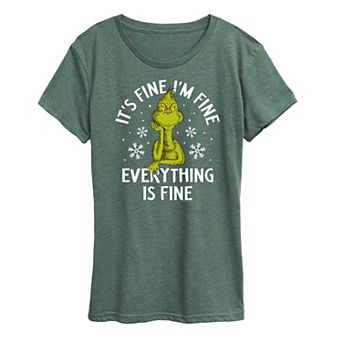 Women's Dr. Seuss Grinch It's Fine I'm Fine Graphic Tee