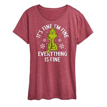 Women's Dr. Seuss Grinch It's Fine I'm Fine Graphic Tee