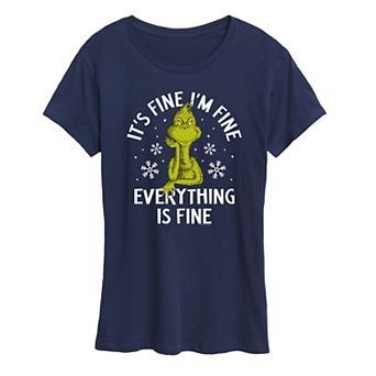 Women's Dr. Seuss Grinch It's Fine I'm Fine Graphic Tee