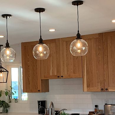 Oil-Rubbed Bronze Globe Seeded Glass Pendant Lights