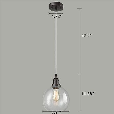 Oil-Rubbed Bronze Globe Seeded Glass Pendant Lights