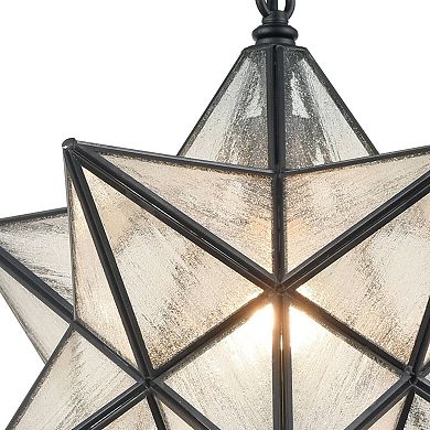 Moravian Star Pendant Light Seeded Glass Shade, 16 inches