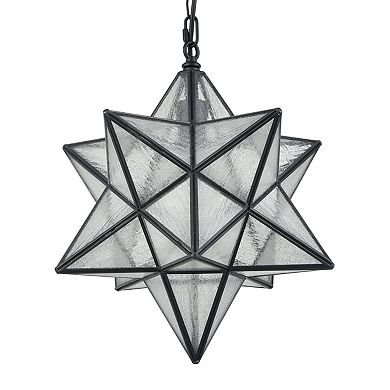 Moravian Star Pendant Light Seeded Glass Shade, 16 inches