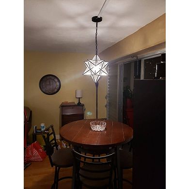 Moravian Star Pendant Light Seeded Glass Shade, 16 inches