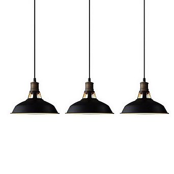 Industrial Black Barn Pendant Loft Light Fixture 3 Pack