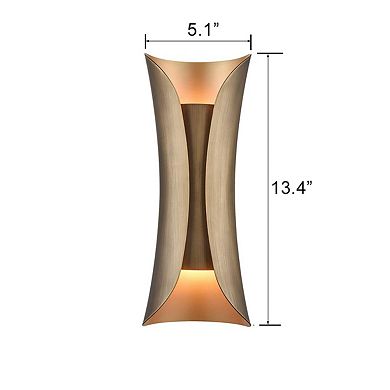 Modern Brass Wall Sconce 2 Light Bath Light Fixture