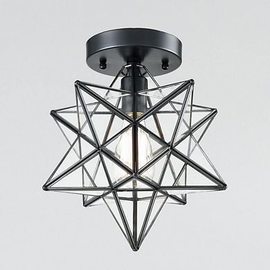 Industrial Moravian Star Ceiling Light with Clear Glass 12 Inches