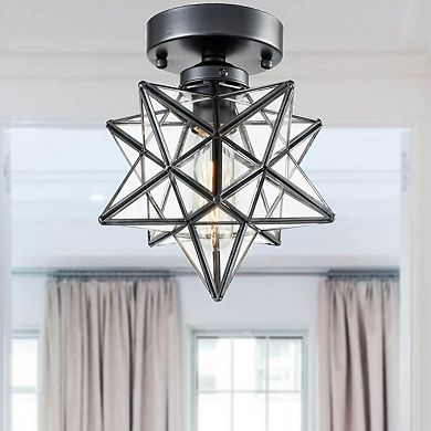 Industrial Moravian Star Ceiling Light with Clear Glass 8 Inches