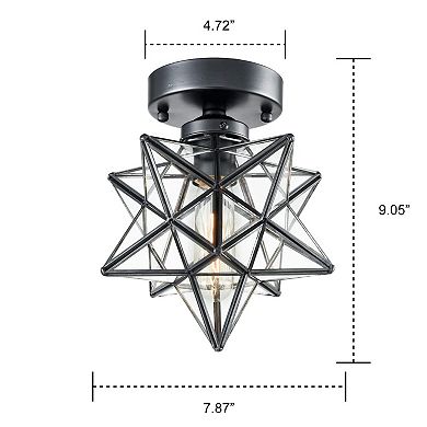 Industrial Moravian Star Ceiling Light with Clear Glass 8 Inches