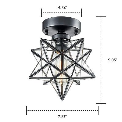 Axiland Industrial Moravian Star Ceiling Light with 8 Inches Glass Shade 1 Light