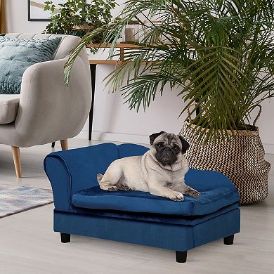 PawHut Luxury Fancy Dog Bed for Small Dogs with Hidden Storage, Blue