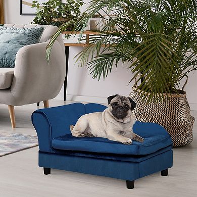 Dog Couch Pet Sofa Bed For Small Dogs Cats With Storage, Cushion, Blue