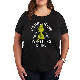 Plus Size Dr. Seuss Grinch It's Fine I'm Fine Graphic Tee