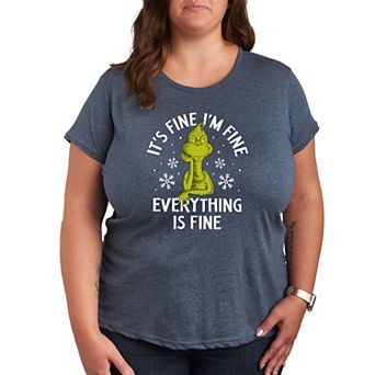 Plus Size Dr. Seuss Grinch It's Fine I'm Fine Graphic Tee