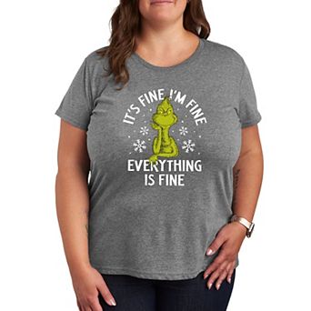 Plus Size Dr. Seuss Grinch It's Fine I'm Fine Graphic Tee