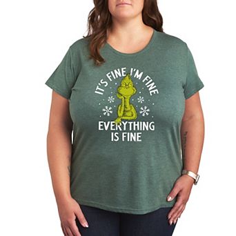 Plus Size Dr. Seuss Grinch It's Fine I'm Fine Graphic Tee