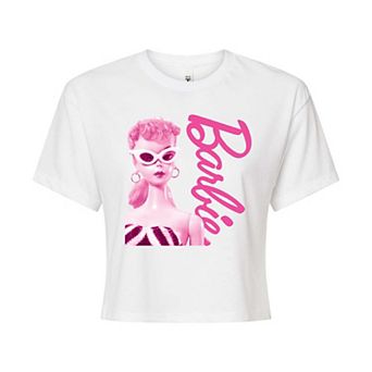 Juniors' Barbie® Pink Doll Closeup Cropped Graphic Tee