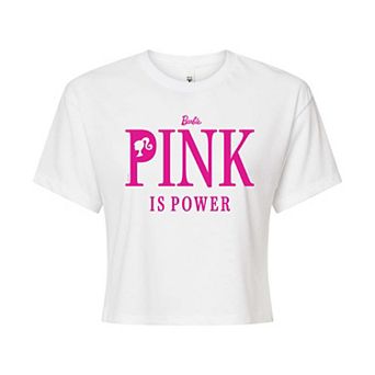 Juniors' Barbie® Pink Is Power Cropped Graphic Tee