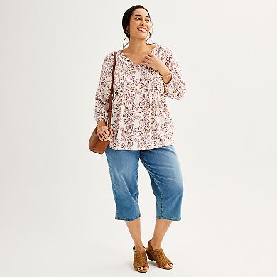 Plus Size Croft & Barrow® Splitneck Blouse