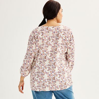 Plus Size Croft & Barrow® Splitneck Blouse