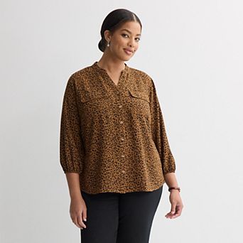 Plus Size Croft & Barrow® Splitneck Blouse