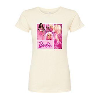 Juniors' Barbie Grid Fitted Graphic Tee