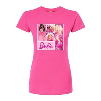 Juniors' Barbie Grid Fitted Graphic Tee