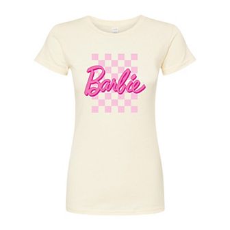 Juniors' Barbie Checkered Fitted Graphic Tee