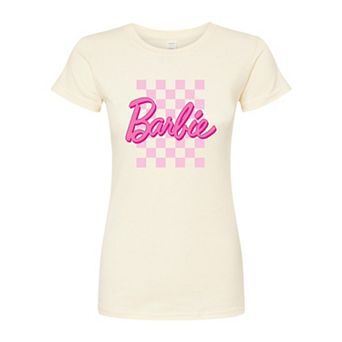 Juniors' Barbie Checkered Fitted Graphic Tee