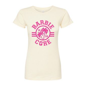 Juniors' Barbie Core Collegiate Fitted Graphic Tee